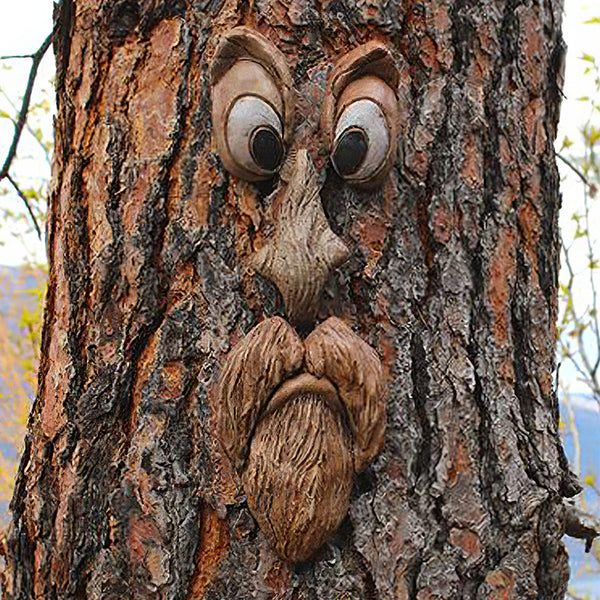 1pc Funny Tree Faces Decor, Old Man Tree Face Decoration, Yard Art