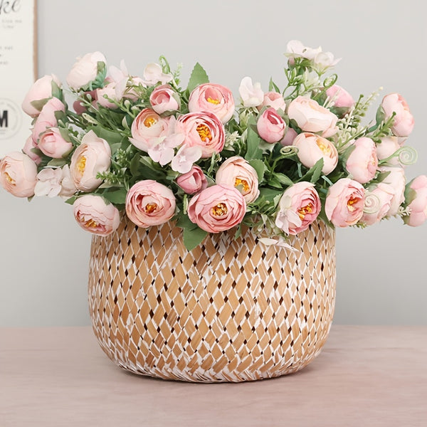 1pc Artificial Flower, 10 Heads Artificial Roses With Stem, Wedding Decoration Bridal Fake Flower Bouquet Artificial Plants Home Decor Valentine's Day Gifts Birthday Gifts