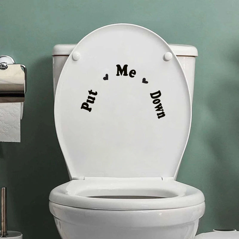 1pc Vinyl Toilet Decal, Put Me Down Toilet Seat Cover Novelty Sticker, Funny Reminder Sticker For Husband & Kids, Bathroom Decor Accessories