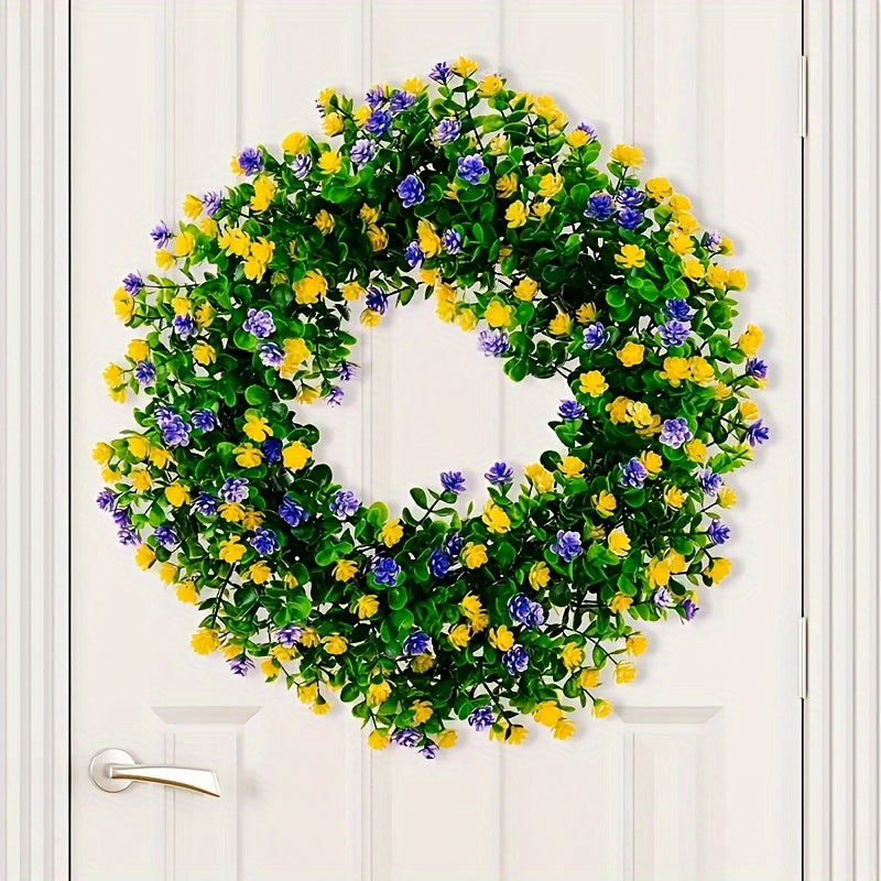 1pc, Artificial Wreath Round Green Leaf Wreath Home Decor Wreath Front Door Decor Wall Window Decor Pendant Festival Atmosphere Decor Accessories Wedding Outdoor