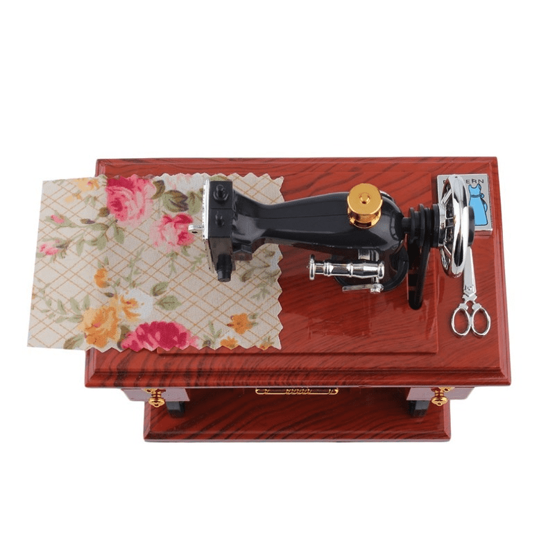 1pc Vintage Music Box, Home Desk Decoration, Retro Music Box, Sewing Machine Shape Music Box