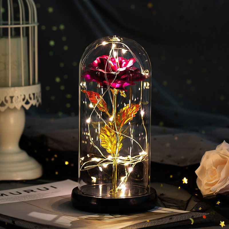 1pc Artificial Rose In Glass Case, Eternal Flower, Valentine's Day Gift