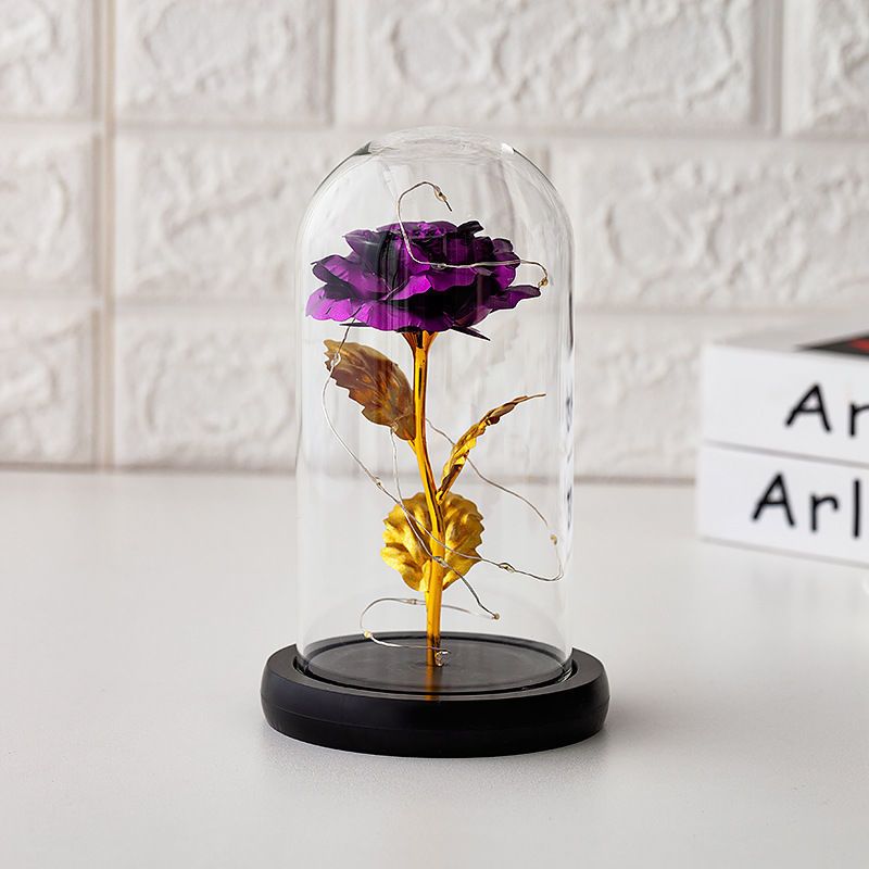 1pc Artificial Rose In Glass Case, Eternal Flower, Valentine's Day Gift