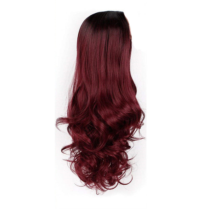 75cm/30inch Long curly hair, long straight hair, full head cover, female realistic breathable wig, gradient head cover