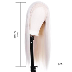 Fashion Wig Female Front Lace White Long Straight Hair Chemical Fiber Wig Full Head Cover 26inch