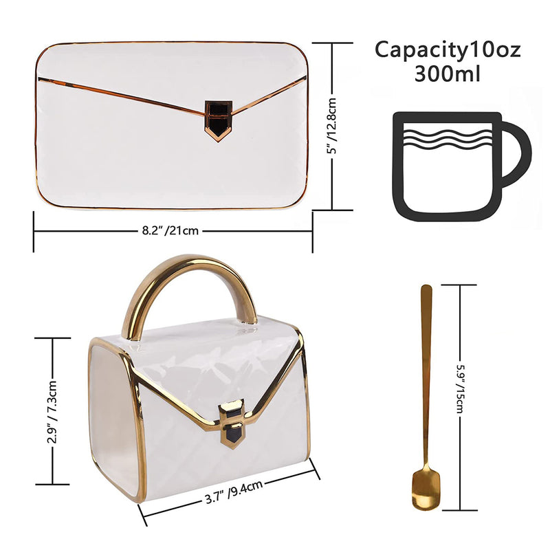 Bag-shaped Mug Ceramic Coffee Cup And Saucer 1 Set Afternoon Tea Dessert Ceramic Plate Cup Luxury Creative Gift, Teacher Appreciation Gifts