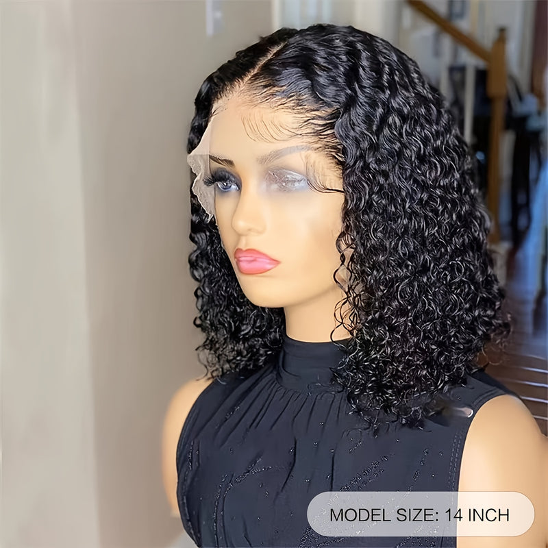 Jerry Curly Front Lace Bob Curly Wig Human Hair 13x4 Lace Front Wig For Women Pre Plucked Hairline
