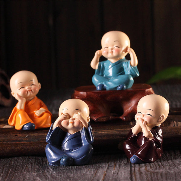 Creative 4 Little Monk Resin Ornaments, Desktop Decoration Crafts