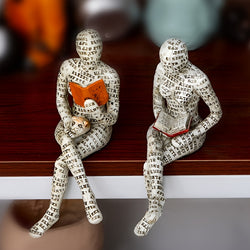 1pc Reading Figures Crafts, Resin Reading Women Sculpture Tabletop Desktop Ornaments, Gifts For Home Study Room Garden Decor