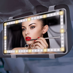 Car Makeup Mirror, Intelligent Touch 3 Color Light Long Press To Adjust The Brightness Of The Light, Help Your Makeup When Parking On The Way