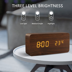 1pc LED Wooden Alarm Clock, Digital Alarm Clock, USB/AAA Powered Electronic Desktop Clock