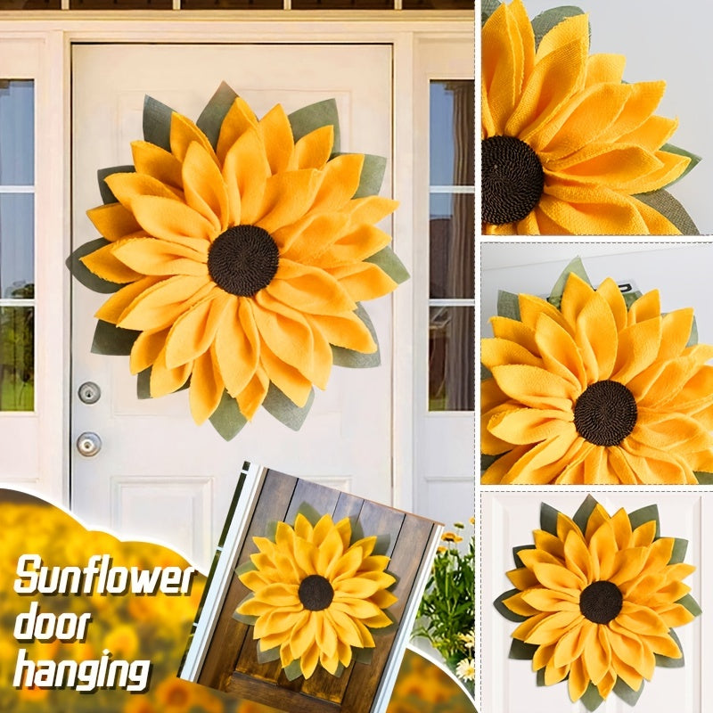 1pc Artificial Sunflower Door Sign, Vintage Rustic Simulation Fabric Sun Flower Wall Window Hanging Decor, Teacher Appreciation Gifts, Graduation For Teacher, For Home Room Farmhouse Entryway Fence Porch Decor, Home Decor, Summer Room Decor