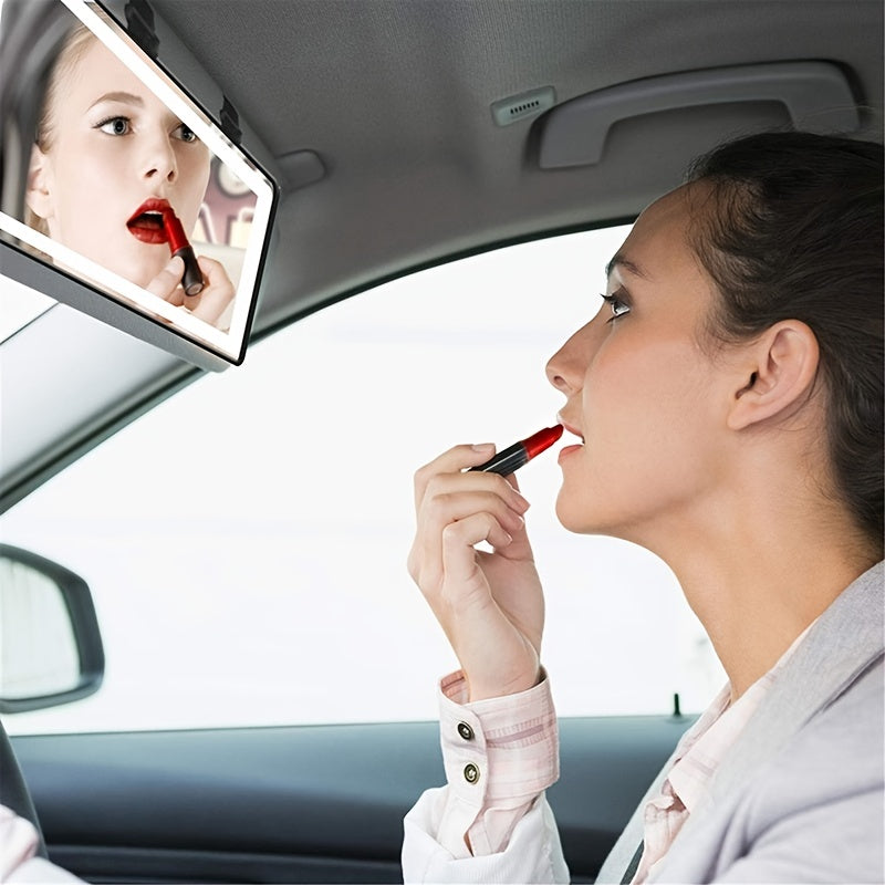 Car Makeup Mirror, Intelligent Touch 3 Color Light Long Press To Adjust The Brightness Of The Light, Help Your Makeup When Parking On The Way