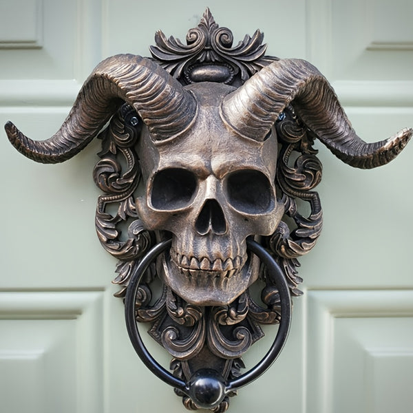 1pc Goat Skull Door Hanging Decoration Pendant Door Knocker Resin Punk Demon Satan Skull Sheep Head Doorbell Wall Hangings