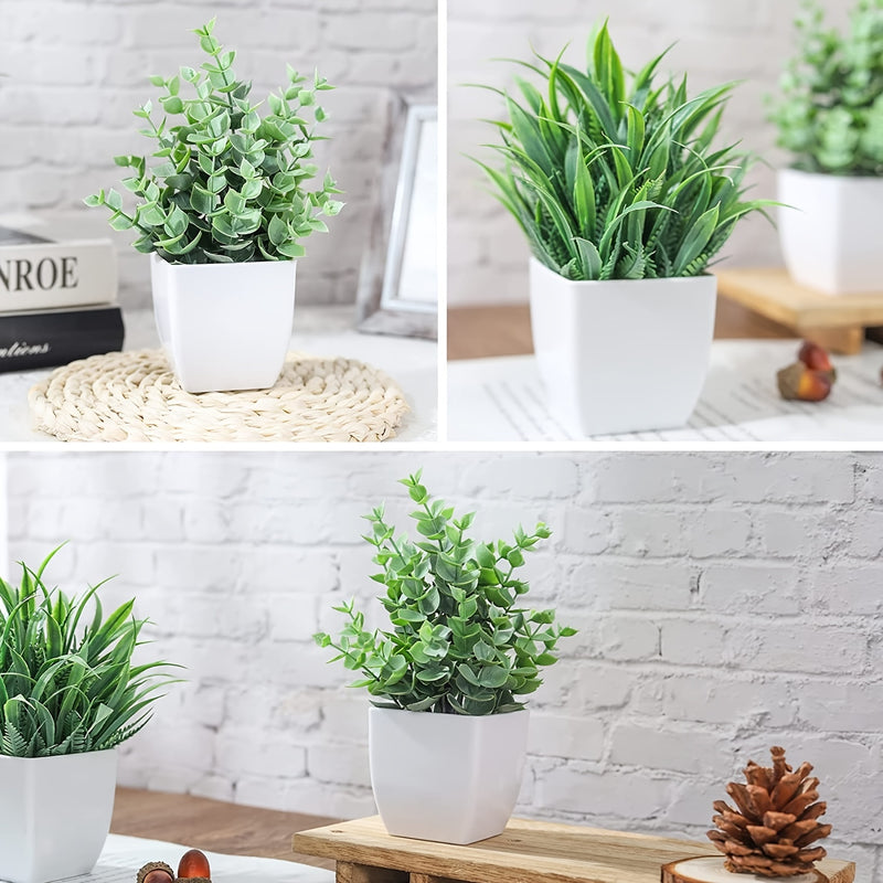 2pcs Artificial Plants, Fake Plants Mini Artificial Potted Plants For Table Desk Home Bathroom Office Decor