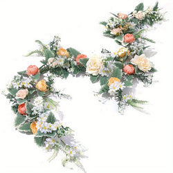 1pc Artificial Rose Flower Garland, Greenery Garland For Wedding Centerpieces Ceremony Arch Arbor Reception Table Decorations Wedding Decor (Baby Pink Roses)