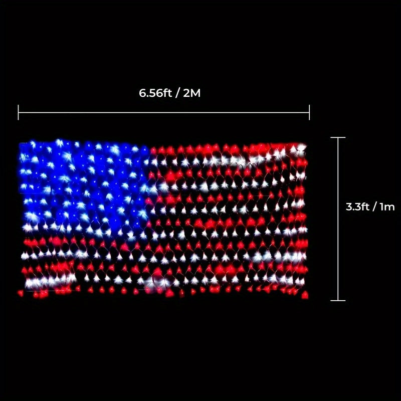 1PC American Flag Net Light, Outdoor Waterproof Mesh Lights,LED String Light, Multicolor Lights For Garden Wedding Backdrop Party Wall Decor ,Independence Day Garden Decoration