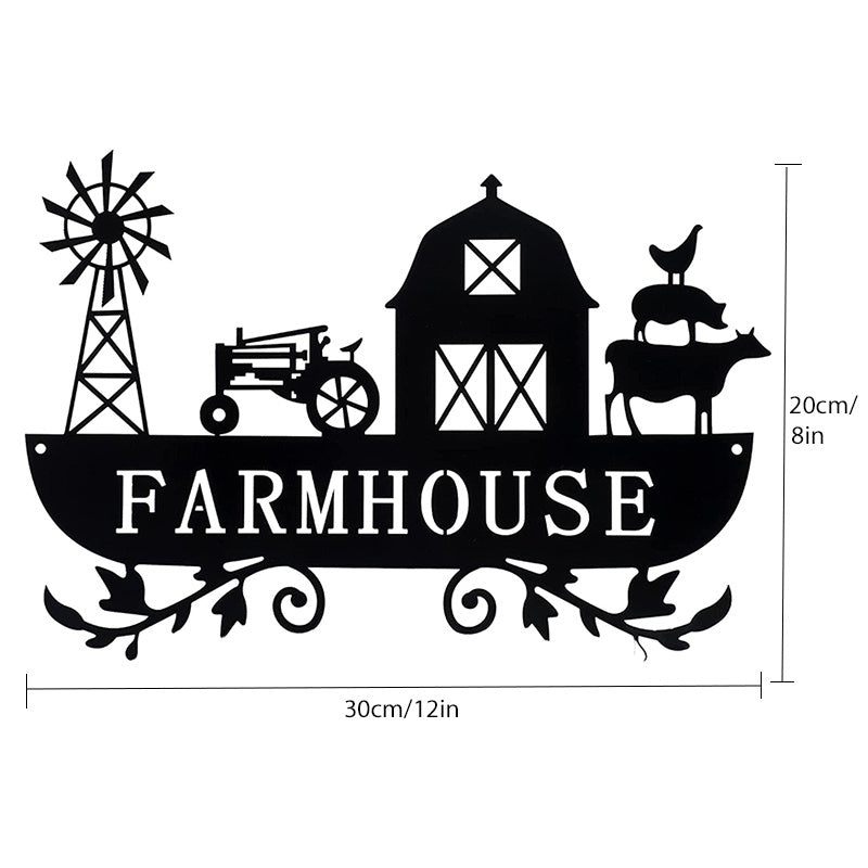 1pc, Metal Farmhouse Kitchen Decor Rustic Farm Sign Windmill Barn Tractor Animal Decor For Nursery Country Decor Christmas Gift For Father (Black)