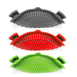 Silicone Pot Side Vegetable Pouring and Drainage Device Household Creative Noodle Filtering, Anti Spill and Leak Baffle, Fine Screen