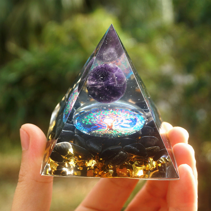 Healing Crystals Orgonite, Energy Stone, Resin Pyramid Sculpture (Ball 5cm)