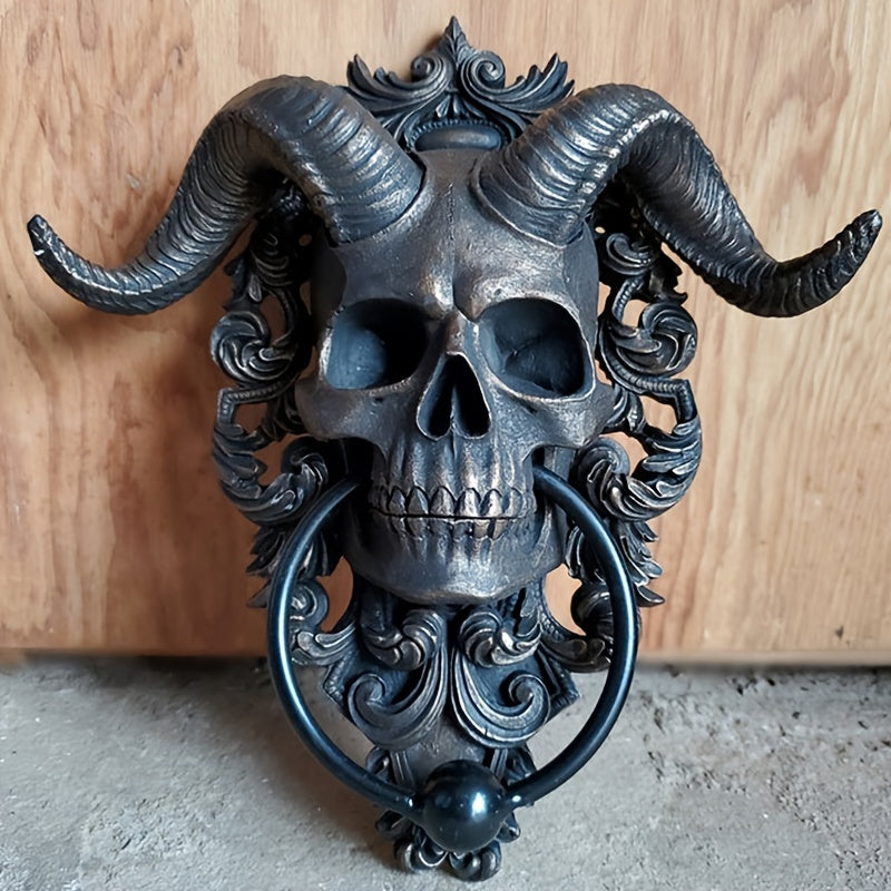 1pc Goat Skull Door Hanging Decoration Pendant Door Knocker Resin Punk Demon Satan Skull Sheep Head Doorbell Wall Hangings