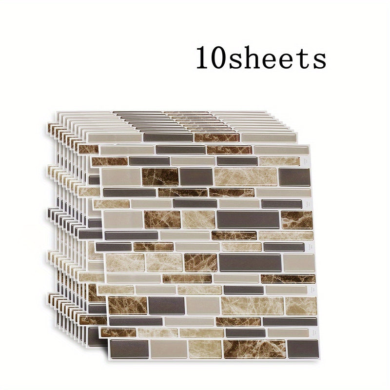 1/10 Sheets, Tile Sitcker, 12*12in Peel And Stick Self Adhesive Kitchen Tile Backsplash, Stick On Tile Backsplash For Kitchen & Bathroom