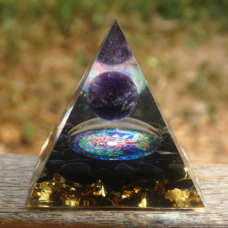 Healing Crystals Orgonite, Energy Stone, Resin Pyramid Sculpture (Ball 5cm)