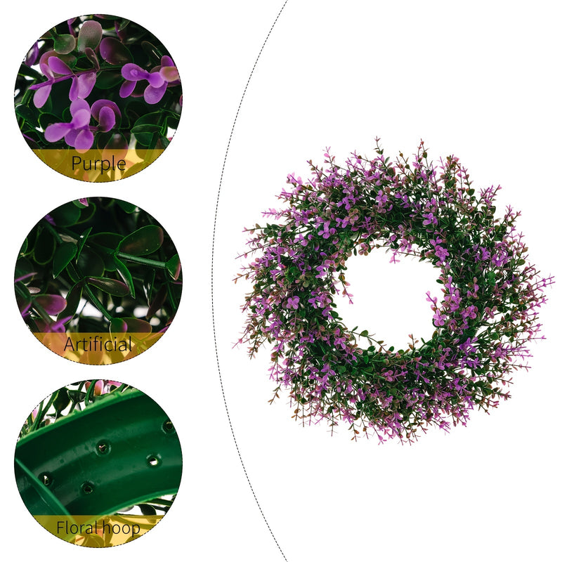 1pc 15.7in Purple Eucalyptus Wreath Home Door Knocker Decoration, Home Door Decoration