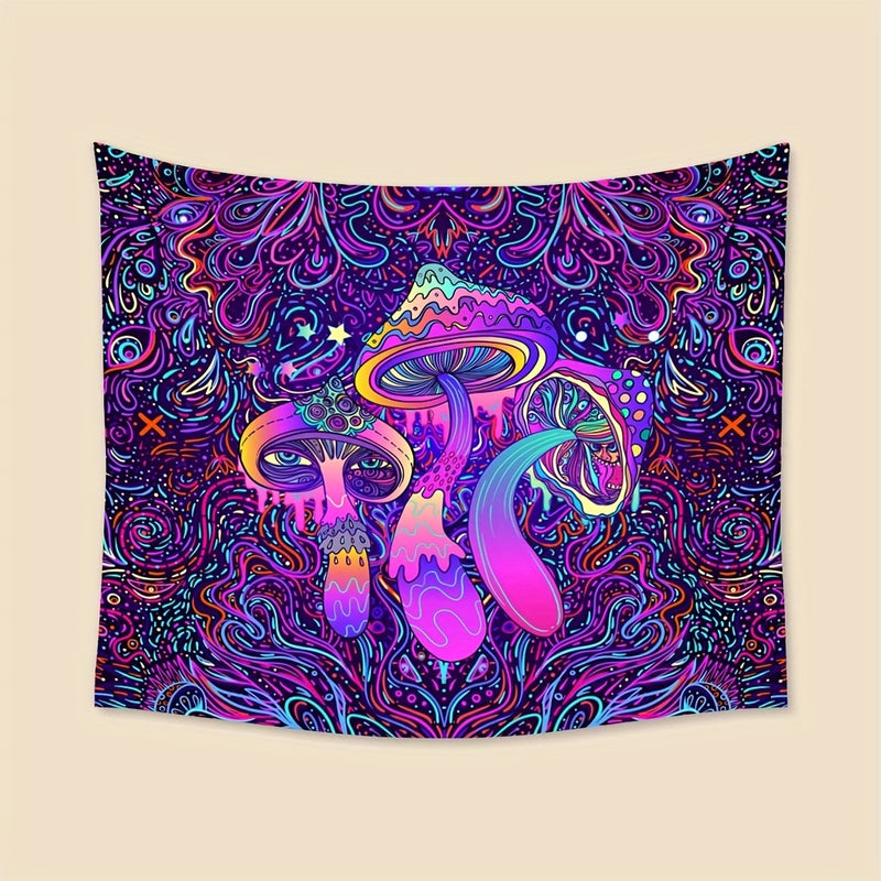 1pc Mushroom Tapestry Living Room And Bedroom Home Decor With Installation Pack
