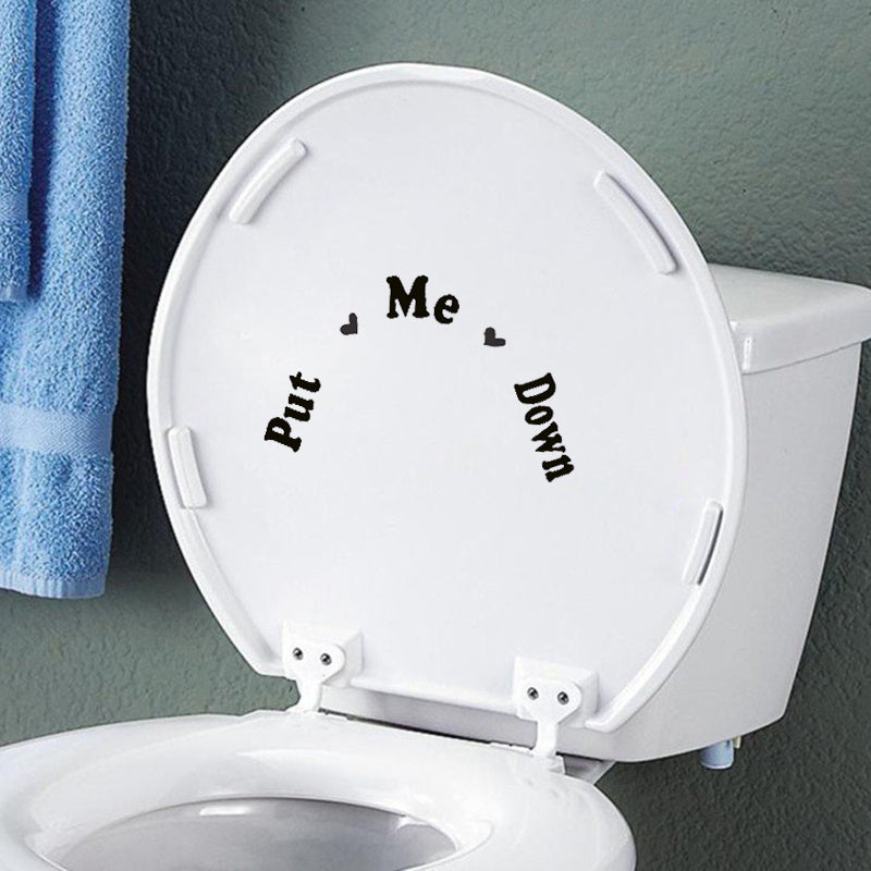 1pc Vinyl Toilet Decal, Put Me Down Toilet Seat Cover Novelty Sticker, Funny Reminder Sticker For Husband & Kids, Bathroom Decor Accessories