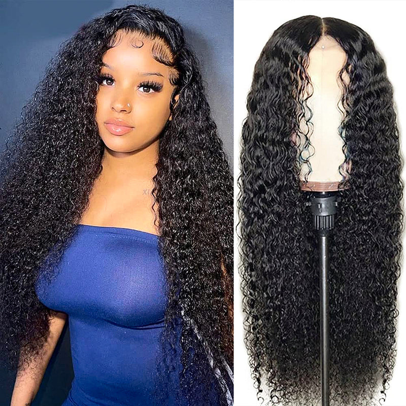 Brazilian Deep Curly Transparent Lace Front Wigs Wet Wavy Human Hair 13x4 Ear To Ear Lace Frontal Wigs Deep Curly Wave Wig For Women With Baby Hair Pre Plucked 100% Unprocessed Virgin Hair Natural Black