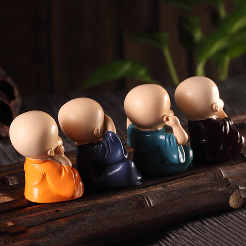 Creative 4 Little Monk Resin Ornaments, Desktop Decoration Crafts