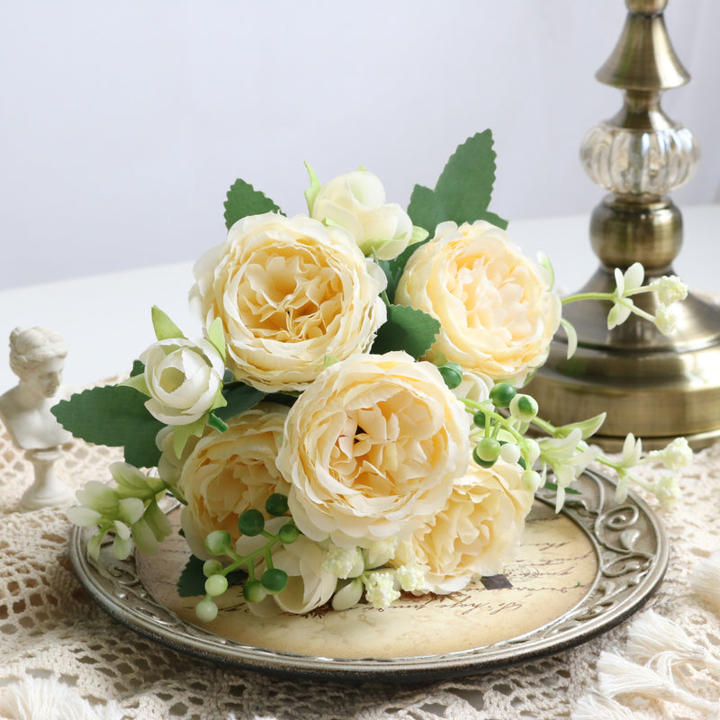 1pc/2pcs Artificial Rose Bouquets, Persian Peony Artificial Flowers, Home Wedding Rose Decoration