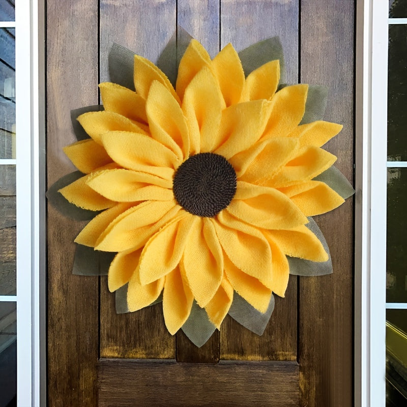 1pc Artificial Sunflower Door Sign, Vintage Rustic Simulation Fabric Sun Flower Wall Window Hanging Decor, Teacher Appreciation Gifts, Graduation For Teacher, For Home Room Farmhouse Entryway Fence Porch Decor, Home Decor, Summer Room Decor