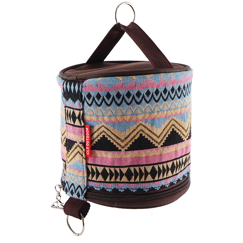 Foldable storage bag for camping with ethnic design