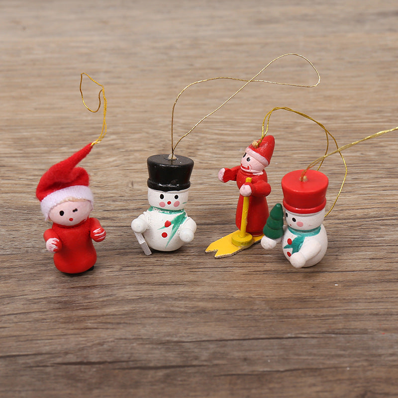 Wooden Christmas decorations, small pendants, puppet person pendants