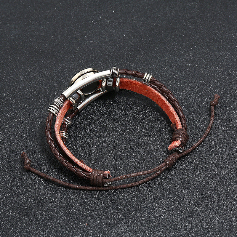 Celestial Glow Cowhide Bracelet - Handmade Zodiac Beaded Bracelet