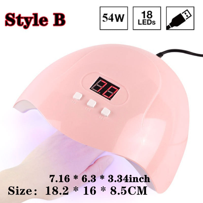 54W Uv Led Nail Lamp 18 LEDS Lamp for Manicure Accessories Nails accessories and Tools Nail Polish Dryer Drying Equipment Gel Professional Nail Art Tools with Automatic Sensor with 3 Timer Setting 3 Style