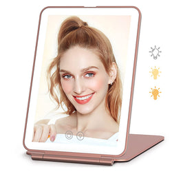Compact LED Makeup Mirror With 3 Color Light Vanity Mirror With 80 LED Lights Foldable Travel Touch Screen Cosmetic Mirror