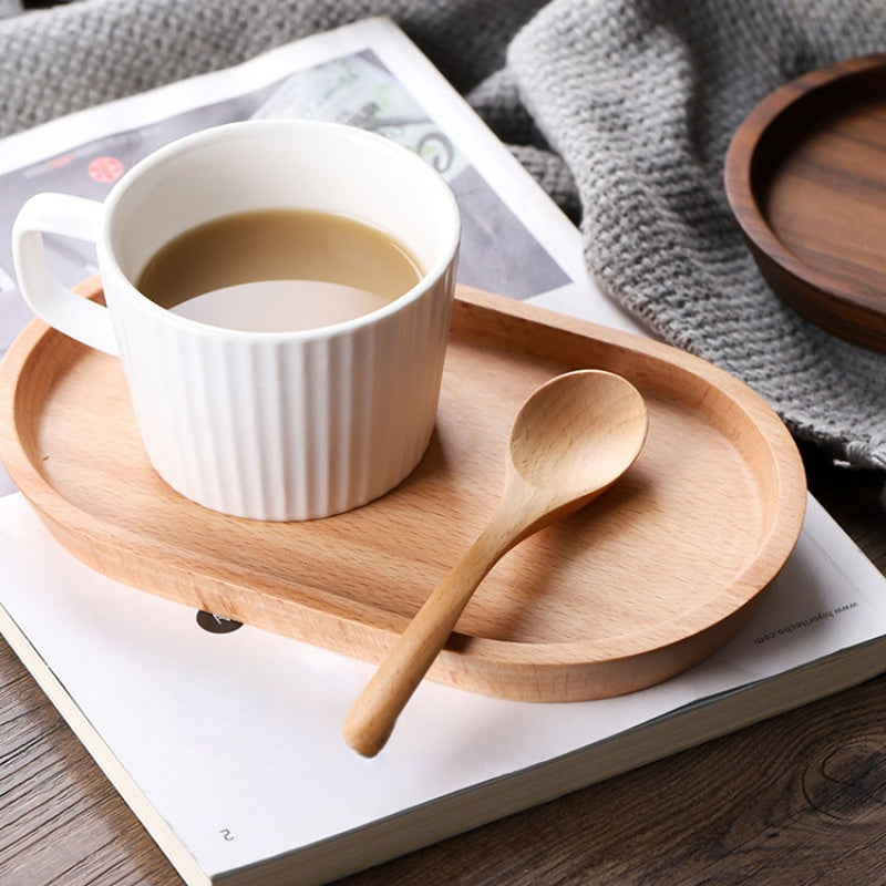 1pc Wooden Tray, Fruit Plate, Wooden Dessert Plate, Coffee Milk Snack Wooden Tray, Cake Plate Cheese Plate, Wooden Tea Tray, Bread Plate, Breakfast Plate