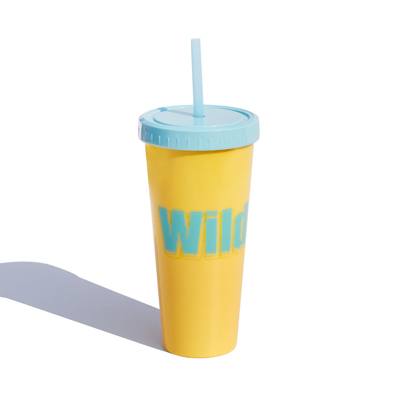 Large capacity water cup, plastic cup, minimalist color matching cup, gift cup