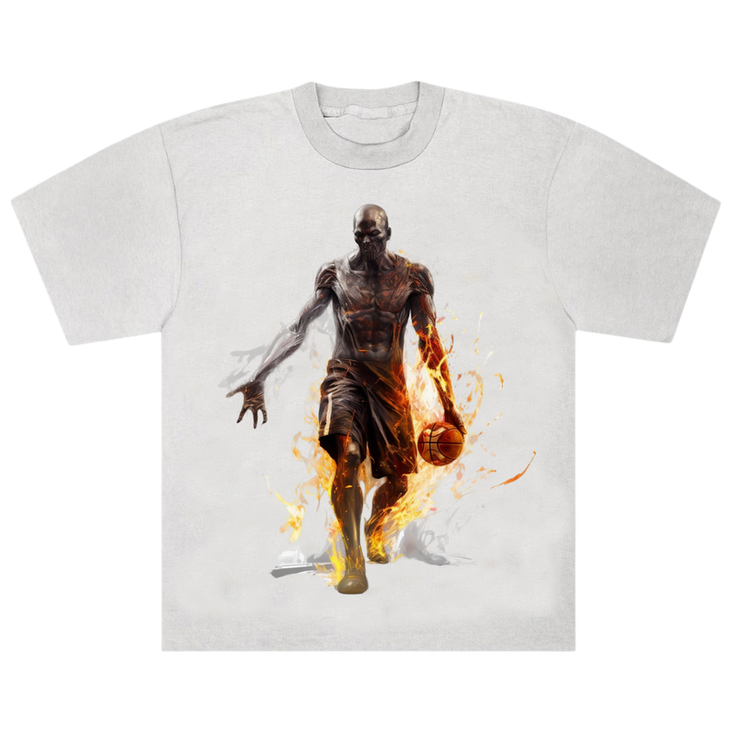 Diablo Style Skeleton Flame Basketball Graphic T-shirt