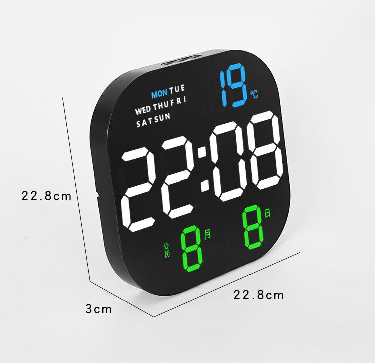 Large LED wall clock with remote control for living room