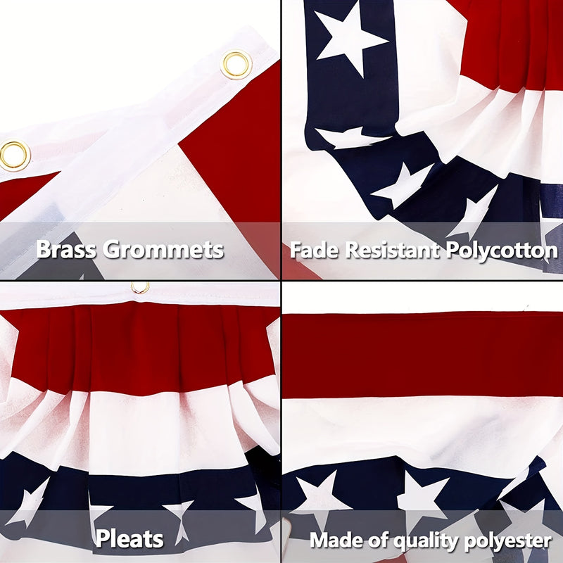 2pcs, Independence Day Bunting Flag(18*35in), July 4th Pleated Fan Flag, American Flag Patriotic Memorial Day Party, Veteran Memorial Day, Suitable For Holiday Farm Yard And Indoor Home Decoration, Outdoor Flag Banner