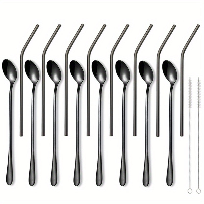 8pcs 7.7-Inch Long Handle Iced Tea Spoon, Coffee Spoon, Ice Cream Spoon, Stainless Steel Cocktail Stirring Spoons