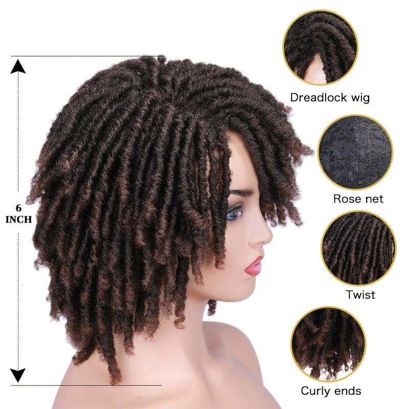 Short Dreadlock Curly Synthetic Wig