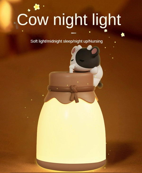 Warm Bedroom, Cow by Bed, Little Night Light Shining