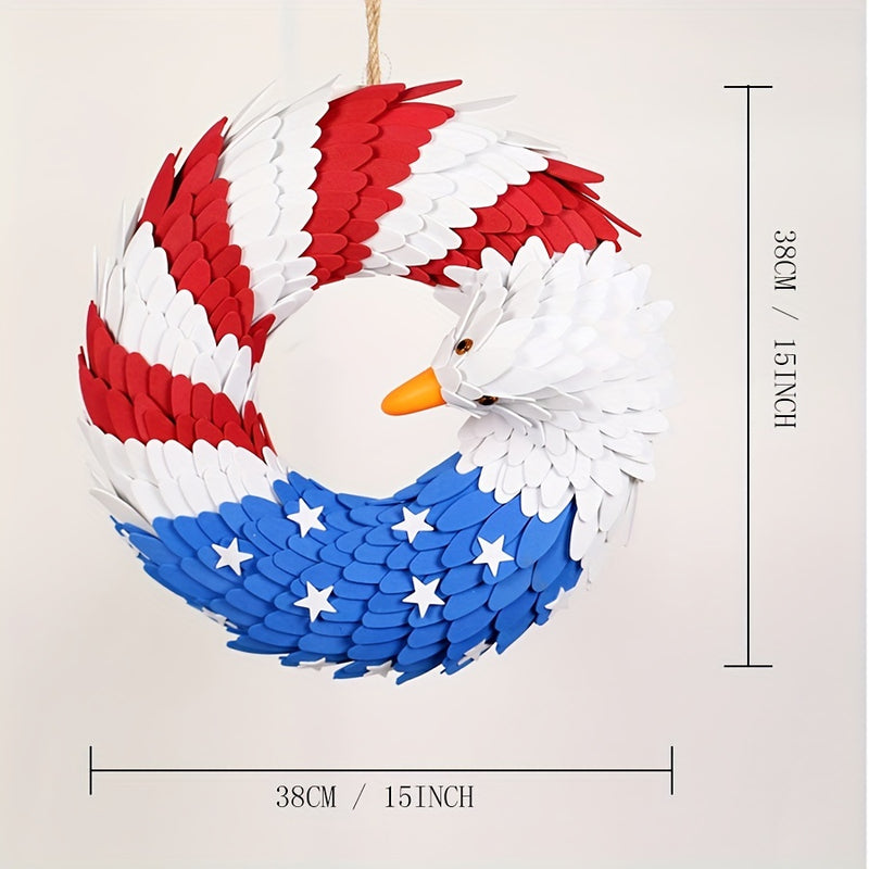 1pc, Eagle Wreath, Independence Day Wreath, Home Front Door Decoration Door Hanging American Flag Wreath Pendant Patriotic Independence Day Front Door Ornament Wall Decoration Fourth Of July Memorial Day