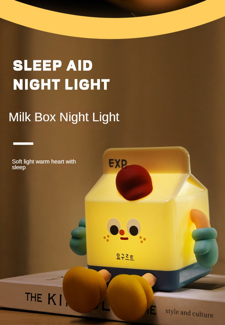 Milk box small night light cute decoration
