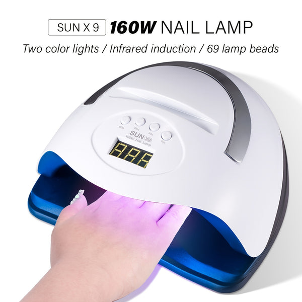 160W UV LED Nail Lamp For Gel Nails Polish Kit With UV UV Protection Gloves 69 Lamp Beads, Professional Nail Light UV Nail Dryer For Gel Nails